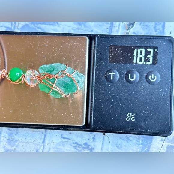 Handmade Pendant Sea Beach Glass, Necklace, Wire Wrapped Artisan 4226 Y - Picture 5 of 11